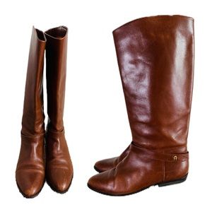 Vintage Gorgeous Cognac Genuine Leather Riding Boots By Etienne Aigner Size 8
